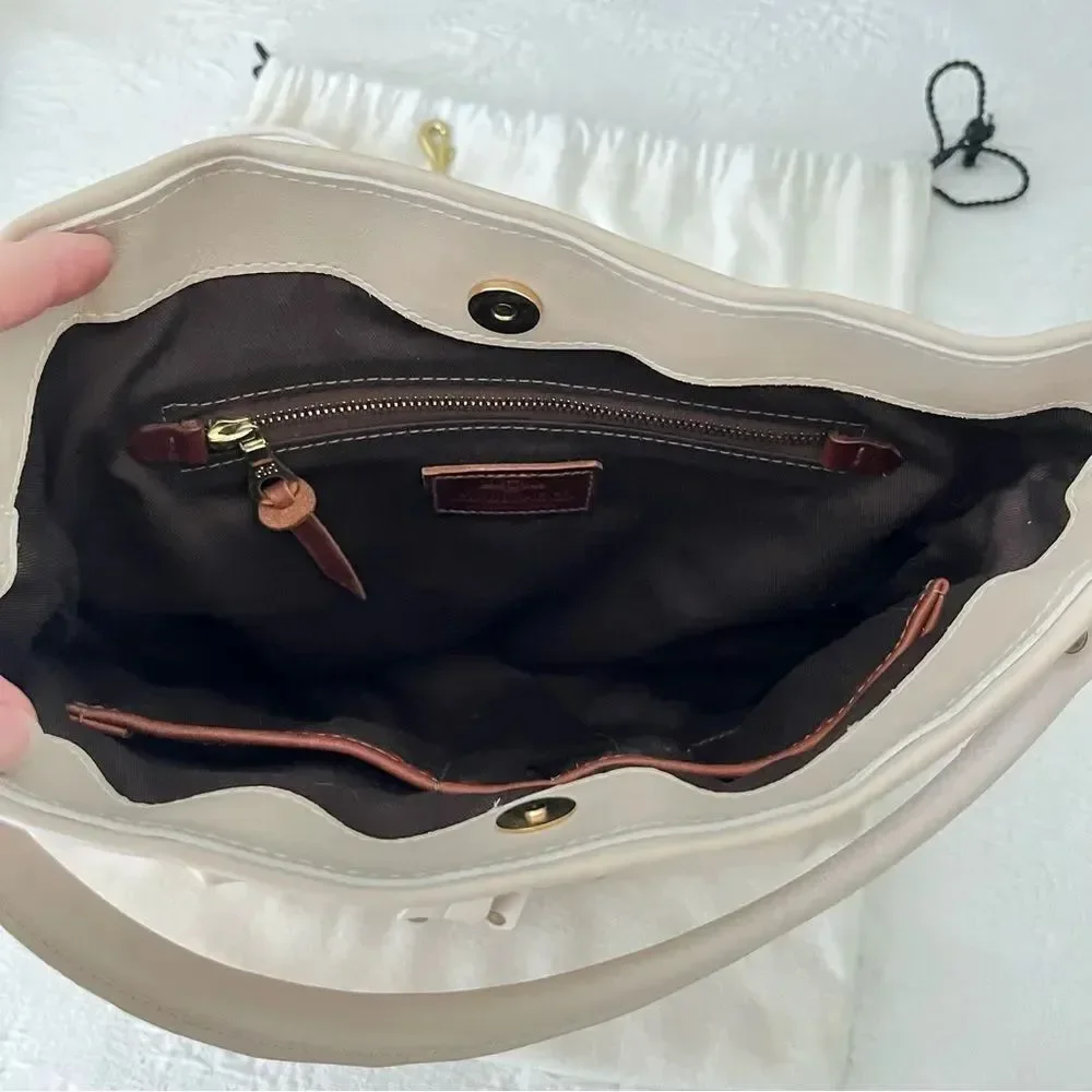 NWT J.W. Hulme Co. Kiltie Leather Hobo Bag Cream Color